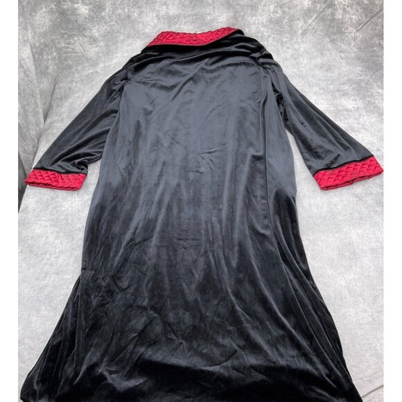 Cinema Exoile Robe Women 3XLarge Black Red Embossed Velour 1/4 Zip Long Soft VTG - Picture 12 of 13